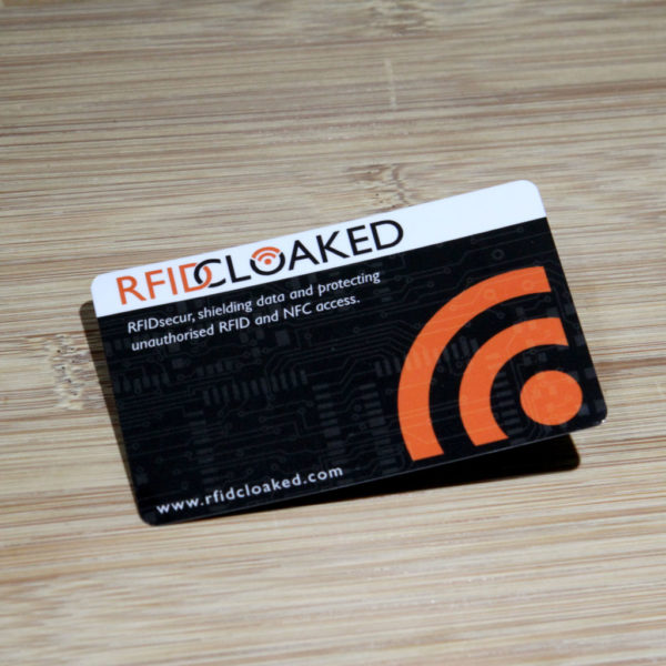 RFID blocking card in circuit design by RFID Cloaked stops both bank cards and HID prox security access passes