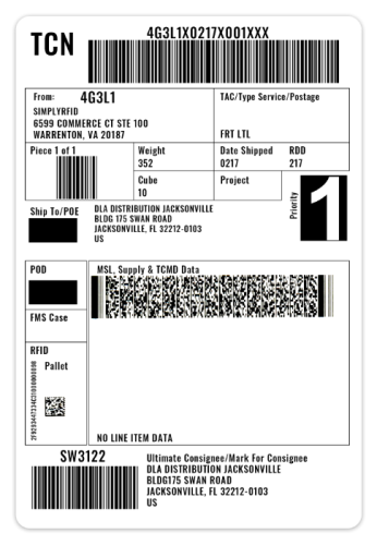 DOD RFID Military Shipping Label Tag